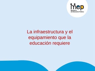 La infraestructura y el equipamiento que la educación requiere 