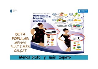 DITA
POPULAR
MENYS
PLAT I MÉS
CALÇAT
Menos plato y más zapato
 