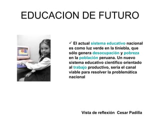 EDUCACION DE FUTURO ,[object Object],Vista de reflexión  Cesar Padilla  