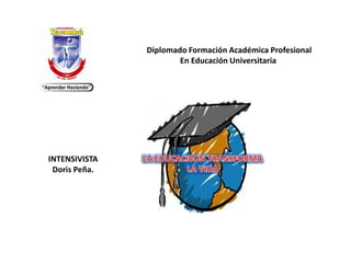 Diplomado Formación Académica Profesional
En Educación Universitaria
INTENSIVISTA
Doris Peña.
 