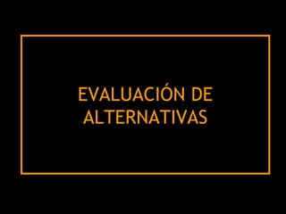 Pamela Vera Silva 1
EVALUACIÓN DEEVALUACIÓN DE
ALTERNATIVASALTERNATIVAS
 