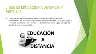 Educacion a distancia y virtual | PPTX