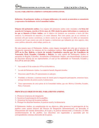 81,9(56,'$'1$,21$/'(/$/7,3/$123812 ED
U
C
A
C
IÓ
N C
ÍV
IC
A
- 177 -
g) La no reelección inmediata de la presidencia de la República.
h) Cámara única.
i) Participación ciudadana y vigilancia en los gobiernos locales.
j) La regionalización.
k) Ley de los partidos políticos.
REFORMAS ECONÓMICAS:
a) La propiedad: igual trato para nacionales o extranjeros.
b) Eliminación de la estabilidad laboral.
c) Sector externo: liberación de los mercados.
d) Empresa: iniciativa privada.
e) El Estado actúa como ente regulador y crea condiciones.
f) Economía social de libre mercado (neoliberalismo económico)
f) Deuda externa: es una obligación constitucional. Art. 78, cabe resaltar que estas modificaciones han
disminuido en número de los derechos sociales y económicos para el ciudadano con respecto a la
constitución anterior de l979.
 