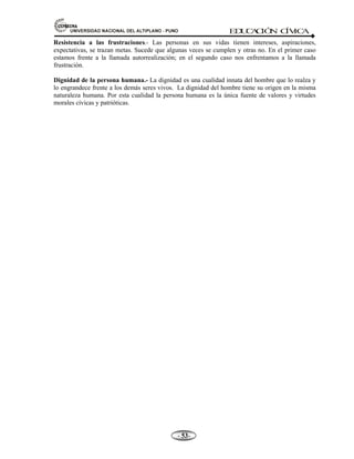 81,9(56,'$'1$,21$/'(/$/7,3/$123812 ED
U
C
A
C
IÓ
N C
ÍV
IC
A
- -

 Método Termométrico o de la temperatura basal.
b) Lactancia materna.
c) Métodos anticonceptivos de barrera
 Preservativos o condones masculinos y femeninos.
 Espermicidas: óvulos, tabletas vaginales, jaleas, espumas.
d) Métodos anticonceptivos hormonales.
 Píldoras combinadas o de sólo progesterona.
 Inyectable de depósito de 03 meses, 02 meses o combinados de 01 mes.
 Implantes (Norplant).
e) Depósitos intrauterinos DIU.
f) Métodos definitivos o quirúrgicos.
 Oclusión tubaria (ligadura de trompas).
 Vasectomía.
1.9. LA FAMILIA EN LA CONSTITUCIÓN POLÍTICA DEL PERÚ (1993) EN EL CÓDIGO
CIVIL Y EN EL CÓDIGO DE FAMILIA
LA FAMILIA EN LA CONSTITUCIÓN POLÍTICA.- El Estado protege a la familia, que es
una institución de derecho natural. Por eso, en nuestra Constitución, se afirma que “la comunidad
y el Estado protegen a la familia y promueven el matrimonio”. El Estado debe respetar los derechos
de la familia, que es anterior al Estado.
RESUMIENDO: En el Título I, Capítulo II: De los derechos sociales y económicos. Art. 4, 5, 6, 7 y
13. Indica:
Artículo 4. Protección a la familia. Promoción del matrimonio.- La comunidad y el Estado
protegen especialmente al niño, al adolescente, a la madre y al anciano en situación de abandono.
También protegen a la familia y promueven el matrimonio. Reconocen a estos últimos como
institutos naturales y fundamentales de la sociedad. La forma del matrimonio y las causas de
separación y de disolución son reguladas por la ley.
Artículo 5°. Concubinato.- La unión estable de un varón y una mujer, libres de impedimento
matrimonial, que forman un hogar de hecho, da lugar a una comunidad de bienes sujeta al régimen
de la sociedad de gananciales en cuanto sea aplicable.
Artículo 6°. Política nacional de población. Paternidad y maternidad responsables. Igualdad
de los hijos.- La política nacional de población tiene como objetivo difundir y promover la
paternidad y maternidad responsables. Reconoce el derecho de las familias y de las personas a
decidir. En tal sentido, el Estado asegura los programas de educación y las informaciones adecuadas
y el acceso a los medios, que no afecten la vida o la salud. Es deber y derecho de los padres
alimentar, educar y dar seguridad a sus hijos. Los hijos tienen el deber de respetar y asistir a sus
padres.
 