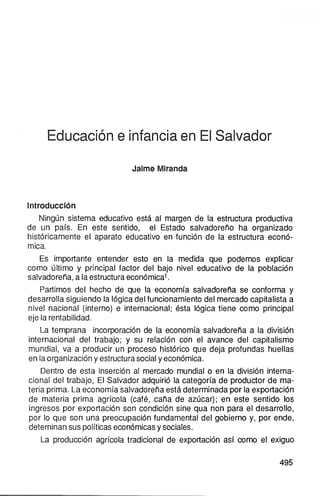 Educacion e infancia en El Salvador