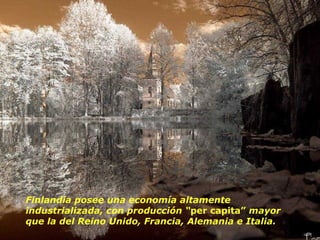 Finlandia posee una economía altamente industrializada, con producción “ per capita”  mayor que la del Reino Unido, Francia, Alemania e Italia. 
