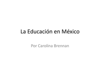 La Educación en México

   Por Carolina Brennan
 
