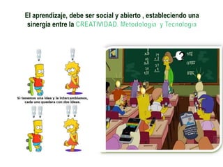 El aprendizaje, debe ser social y abierto , estableciendo una
 sinergia entre la



                                                     ?
 