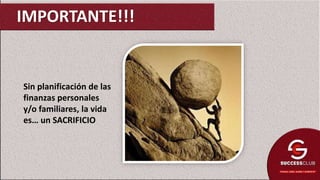 Sin planificación de las
finanzas personales
y/o familiares, la vida
es… un SACRIFICIO
IMPORTANTE!!!
 