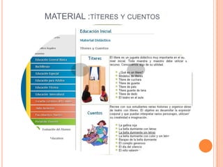 MATERIAL :títeres y cuentos