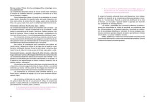 Ciencias sociales: Historia, derecho, sociología, política, antropología, econo-
mía y administración
Las competencias disciplinares básicas de ciencias sociales están orientadas a
la formación de ciudadanos reflexivos y participativos, conscientes de su ubica-
ción en el tiempo y el espacio.
Dichas competencias enfatizan la formación de los estudiantes en una pers-
pectiva plural y democrática. Su desarrollo implica que puedan interpretar su en-
torno social y cultural de manera crítica, a la vez que puedan valorar prácticas dis-
tintas a las suyas y, de este modo, asumir una actitud responsable hacia los demás.
Humanidades: Literatura, filosofía, ética, lógica y estética.
Las competencias disciplinares básicas de humanidades están orientadas a que
el estudiante reconozca y enjuicie la perspectiva con la que entiende y contex-
tualiza su conocimiento del ser humano y del mundo. También favorecen el de-
sarrollo de intuiciones, criterios y valores para entender y contextualizar su co-
nocimiento del ser humano y el mundo desde perspectivas distintas a la suya.
Con el desarrollo de dichas competencias se pretende extender la expe-
riencia y el pensamiento del estudiante, para que genere nuevas formas de per-
cibir ypensar el mundo ydeinterrelacionarse en él, demanera que seconduzca
razonablementeensituacionesfamiliaresoquelesonajenas.
Este conjunto de competencias aporta mecanismos para explorar ele-
mentos nuevos y antiguos que influyen en la imagen que se tenga del mundo.
Asimismo, contribuye a reconocer formas de sentir, pensar y actuar que favo-
rezcan formas de vida y convivencia que sean armónicas, responsables y justas.
Comunicación: Lectura y expresión oral y escrita, taller de lectura y redacción,
lengua adicional al español, y Tecnologías de la Información y la Comunicación.
Las competencias disciplinares básicas de comunicación están referidas a la ca-
pacidad de los estudiantes para comunicarse, efectivamente, en el español y en
lo esencial en una segunda lengua en diversos contextos, mediante el uso de
distintos medios e instrumentos.
Los estudiantes que hayan desarrollado estas competencias podrán leer
críticamente, comunicar y argumentar ideas de manera efectiva y con claridad
oralmente y por escrito. Además, usarán las Tecnologías de la Información y la
Comunicacióndemaneracríticaparadiversospropósitoscomunicativos.
Las competencias de comunicación están orientadas además a la re-
flexión sobre la naturaleza del lenguaje y a su uso como herramienta del pen-
samiento lógico.
Las competencias profesionales son aquellas que se refieren a un campo
del quehacer laboral. Se trata del uso particular del enfoque de competencias
aplicado al campo profesional. Las competencias profesionales se han utilizado
para distintos fines en diversos países y contextos.
• Las competencias profesionales básicas proporcionan a
los jóvenes formación elemental para el trabajo.
• Las competencias profesionales extendidas preparan a
los jóvenes con una calificación de nivel técnico para in-
corporarse al ejercicio profesional.
El campo de formación profesional técnico está integrado por cinco módulos,
basados en el desarrollo de las competencias profesionales valoradas y recono-
cidas en el mercado laboral. Para ello, se parte de la identificación de los sitios
de inserción, y en las cuales el egresado obtiene la capacidad para desarrollar
sus competencias en el sector productivo.
Los módulos y submódulos para la formación profesional, se diseñan si-
guiendo los requerimientos del modelo de aprendizaje por competencias, para
que el docente aplique en su planeación específica y la concrete en la elabora-
ción de las estrategias didácticas por submódulo. En dichas estrategias consi-
dera las condiciones regionales, situación del plantel, características e intereses
del estudiante y sus propias habilidades docentes.
El MCC, establece que la estructura curricular estará compuesta por tres
componentesdeformaciónacursarenseissemestresdelbachillerato,comose
muestraenlosmapascurricularessiguientes:
50 51
 