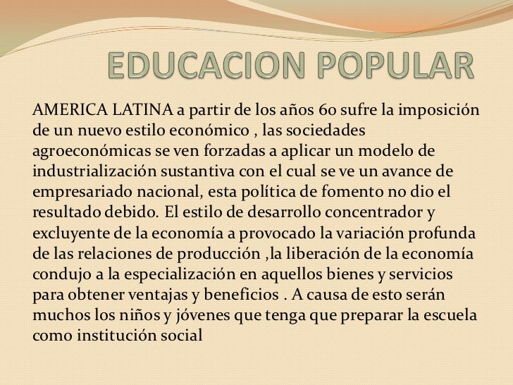 Educación popular en América Latina.