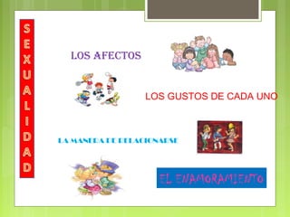 LOS AFECTOS
LOS GUSTOS DE CADA UNO
LA MANERA DE RELACIONARSE
EL ENAMORAMIENTO