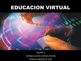EDUCACION VIRTUAL EQUIPO 3 NORMA ALICIA CADENA OCHOA FRANCIA BERENICE DIAZ 