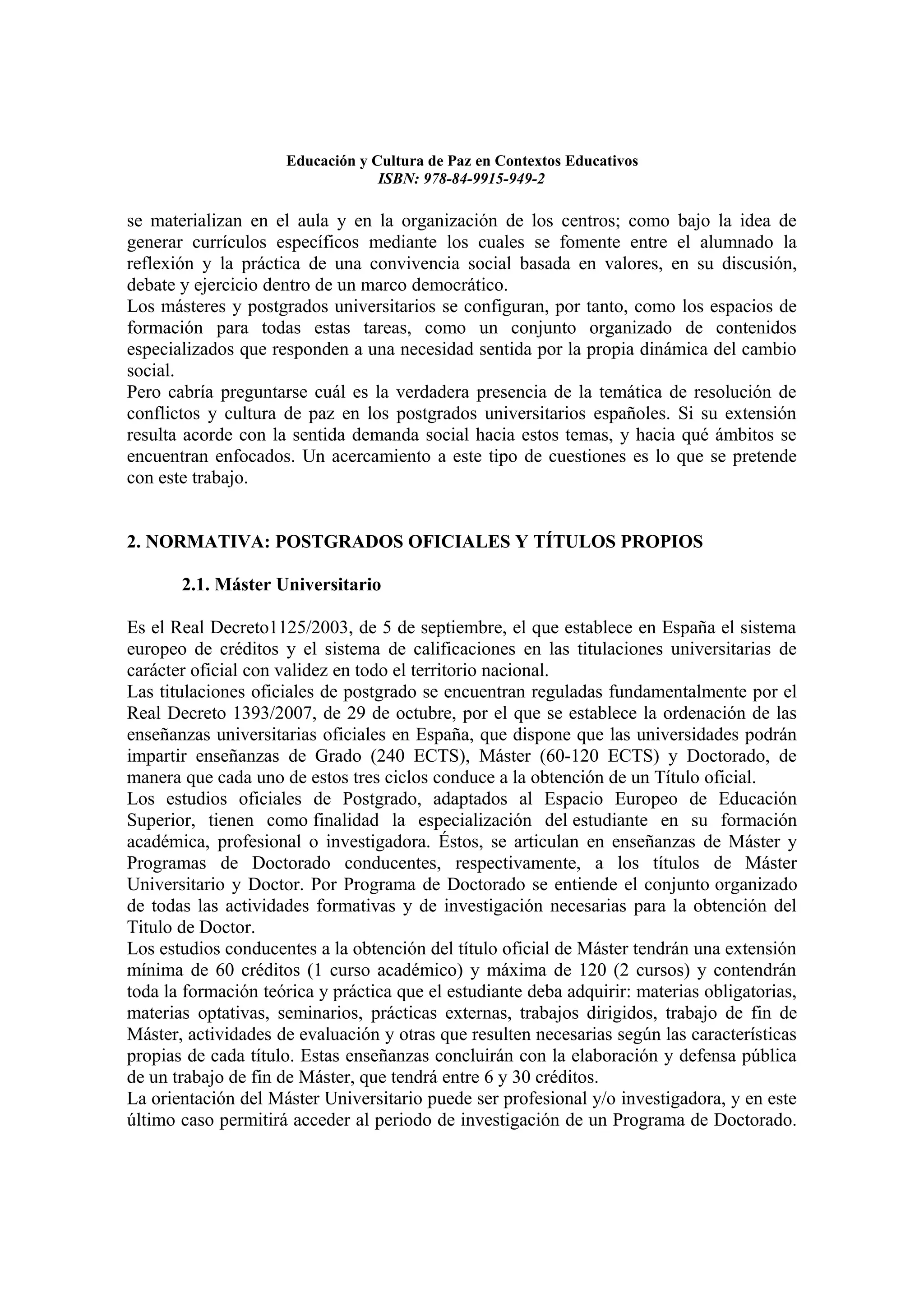Educacion y cultura de paz en contextos educativos