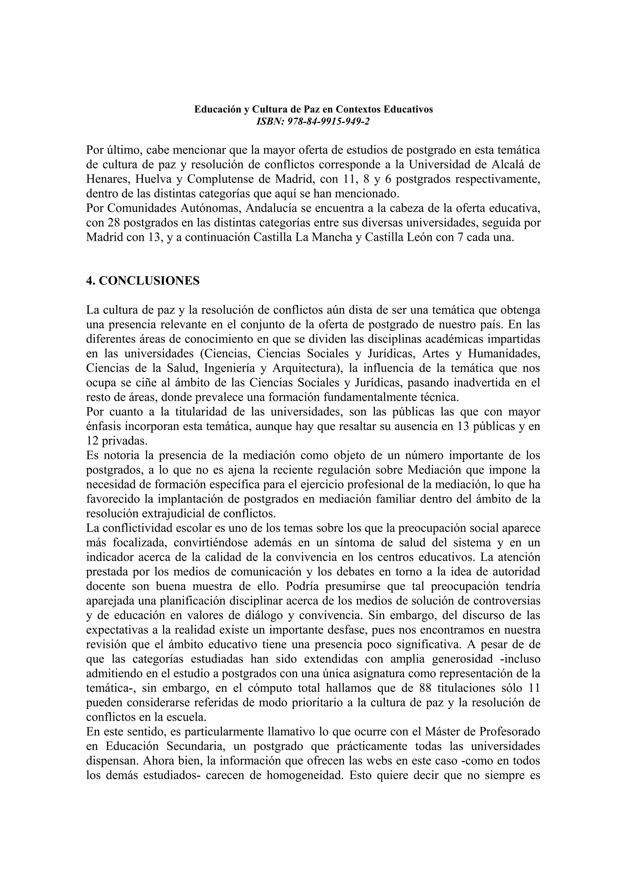 Educacion y cultura de paz en contextos educativos