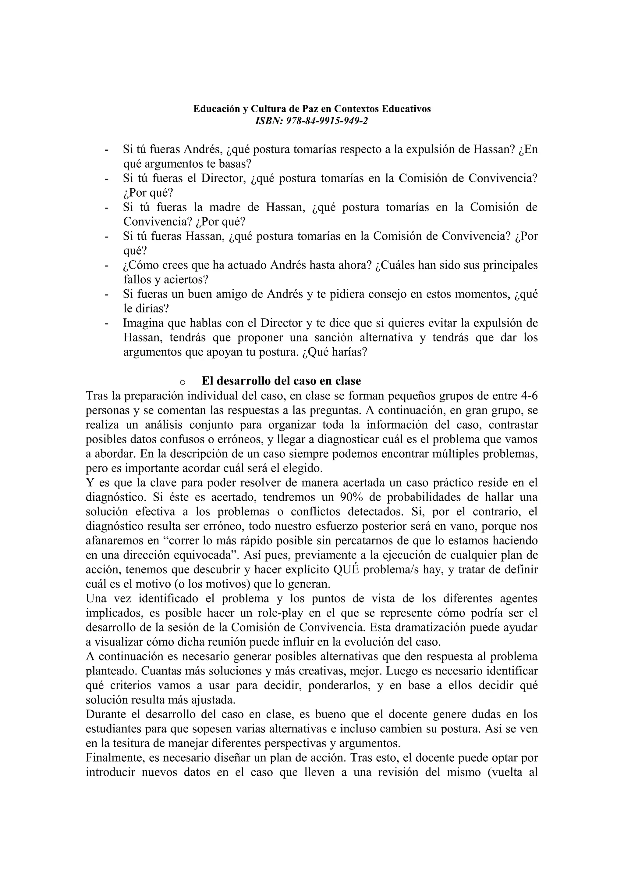 Educacion y cultura de paz en contextos educativos