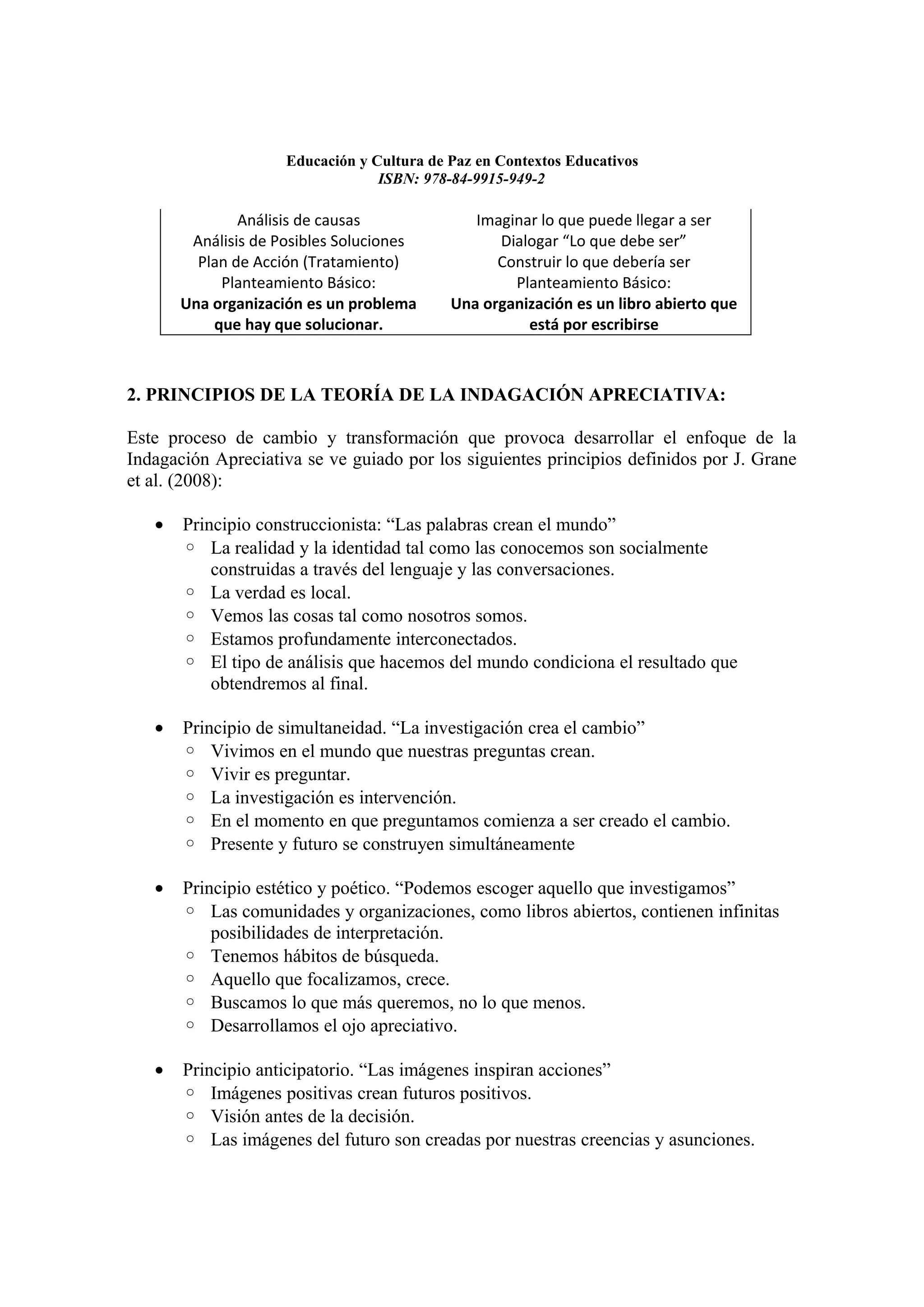 Educacion y cultura de paz en contextos educativos