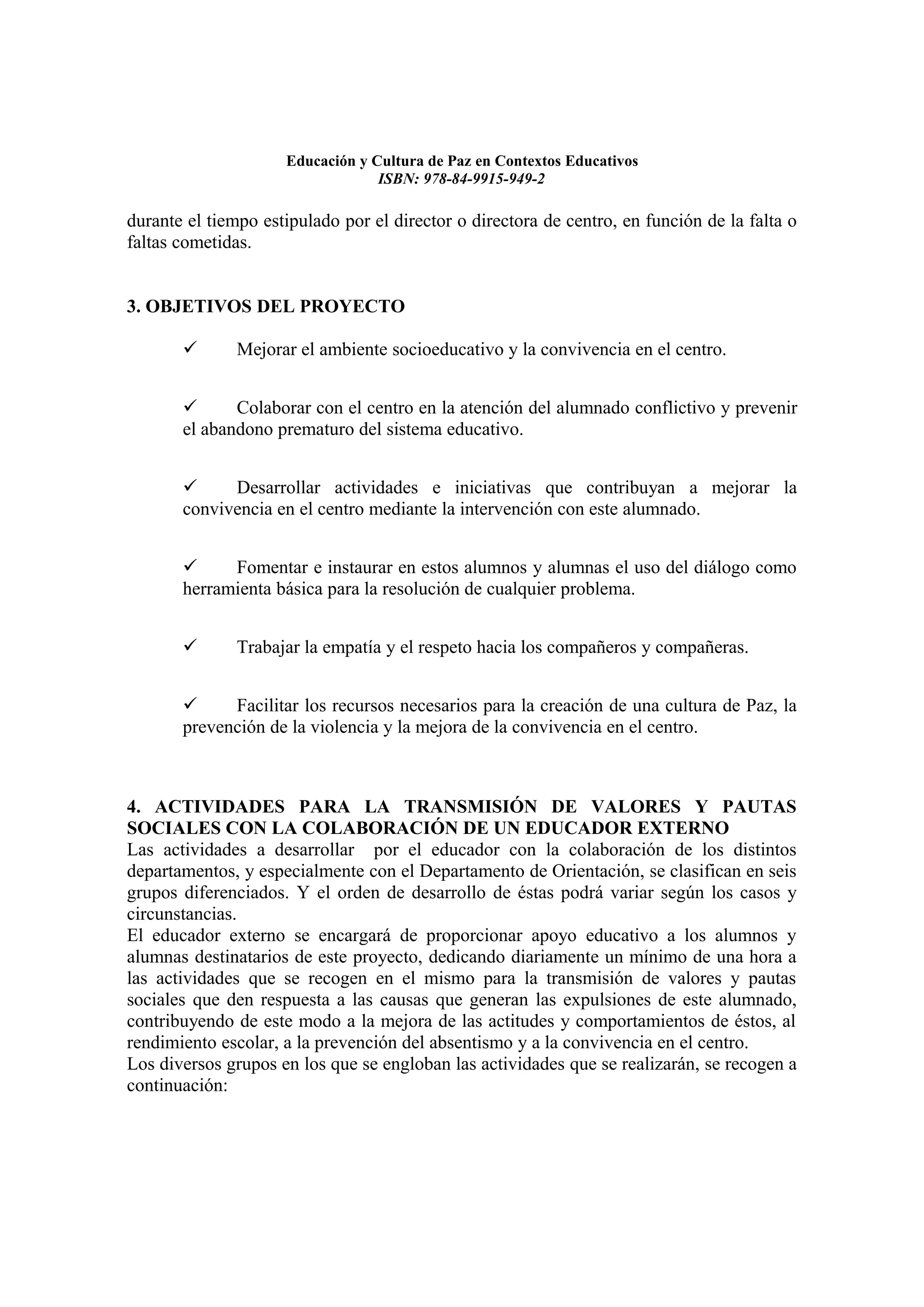 Educacion y cultura de paz en contextos educativos