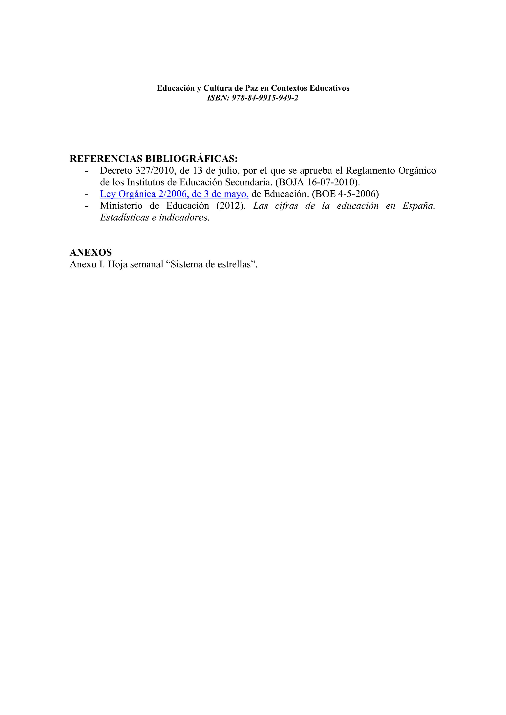 Educacion y cultura de paz en contextos educativos