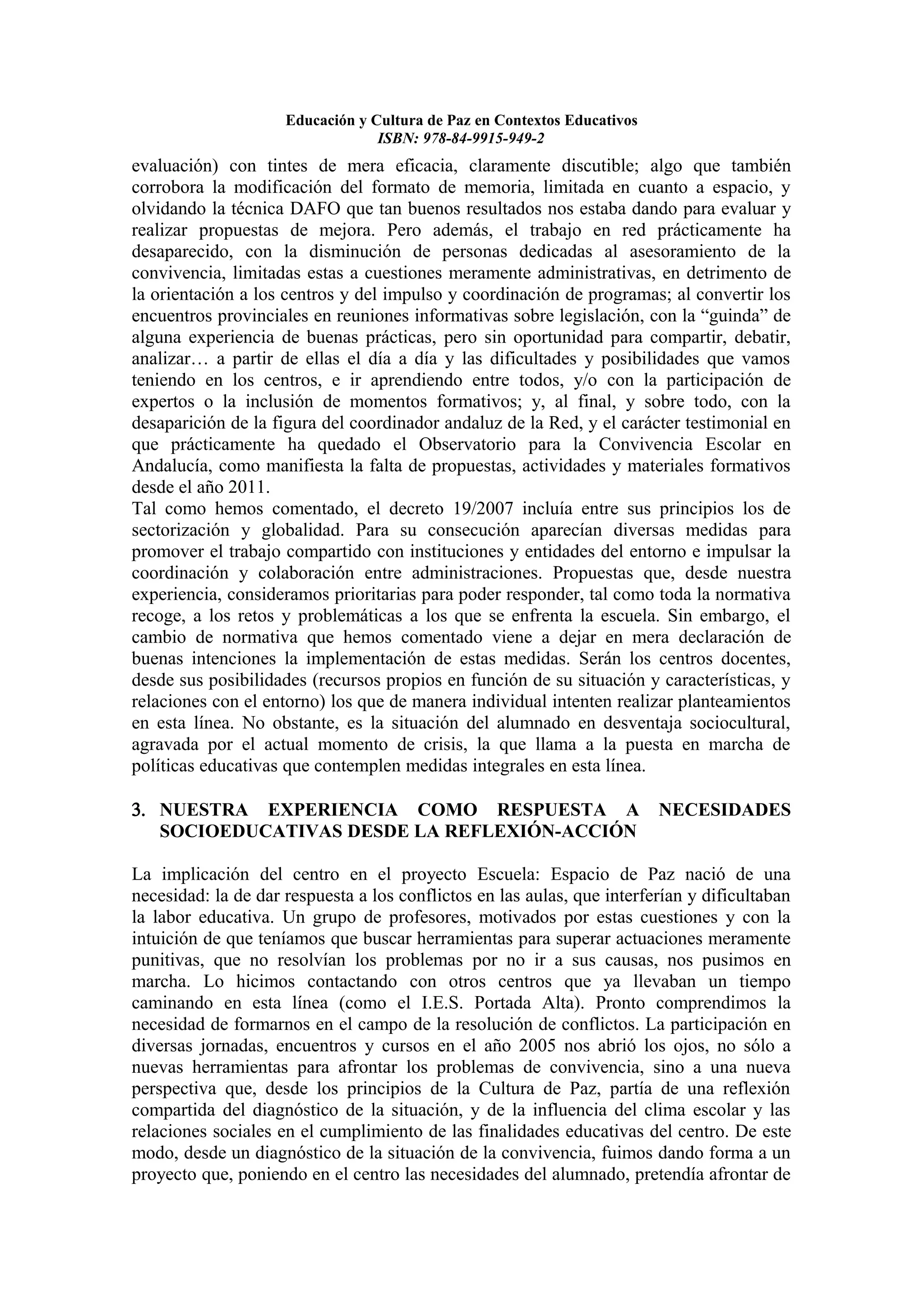 Educacion y cultura de paz en contextos educativos