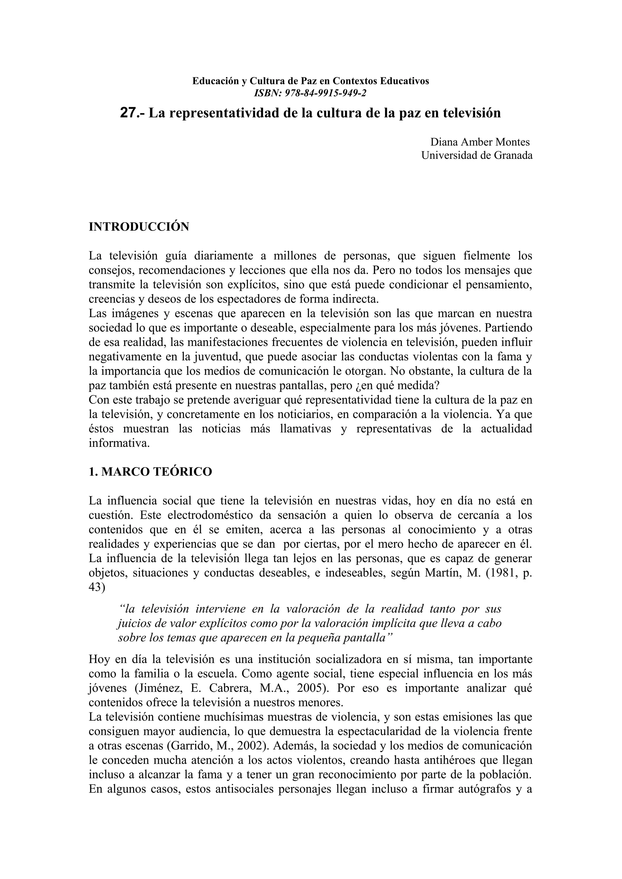 Educacion y cultura de paz en contextos educativos