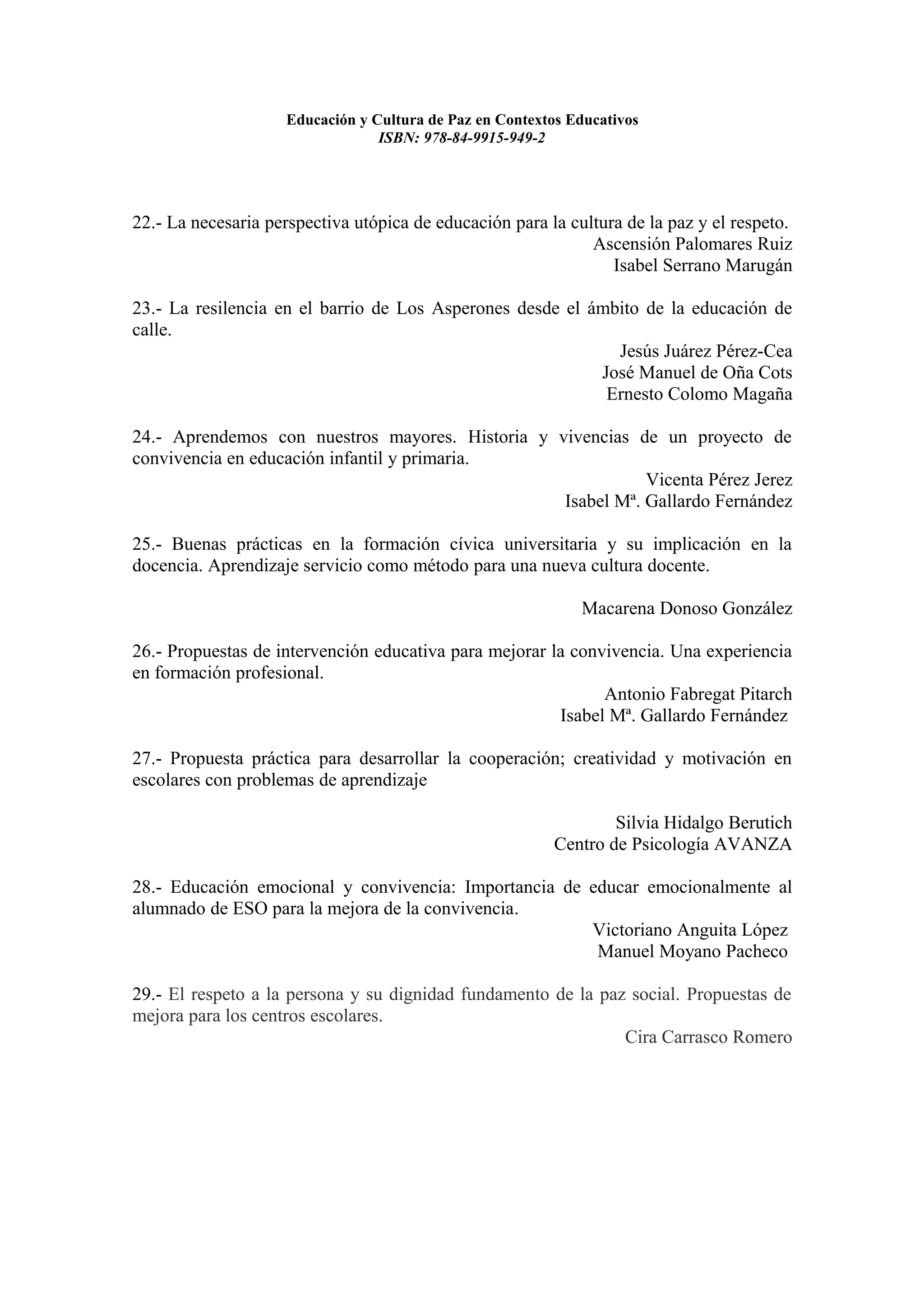 Educacion y cultura de paz en contextos educativos