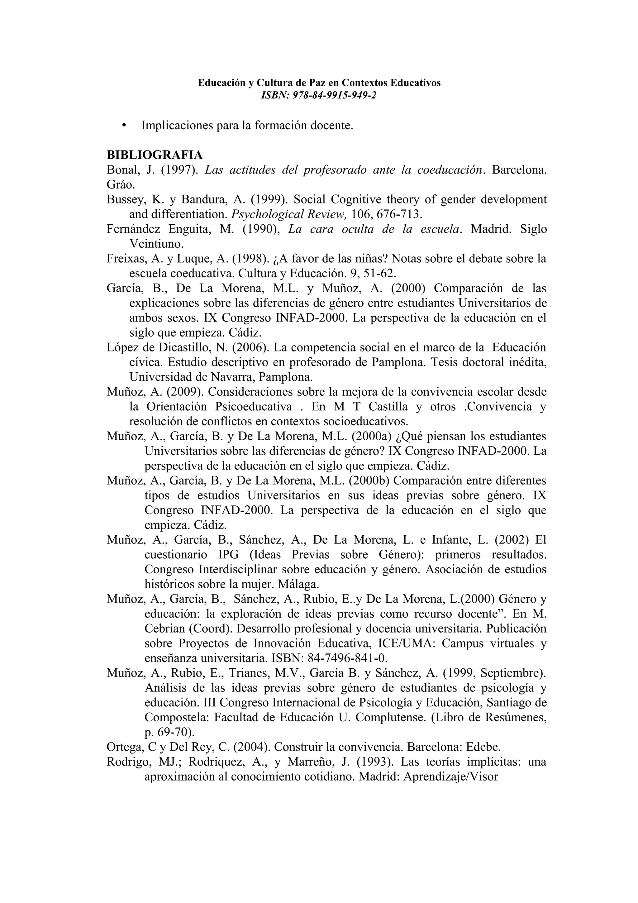 Educacion y cultura de paz en contextos educativos