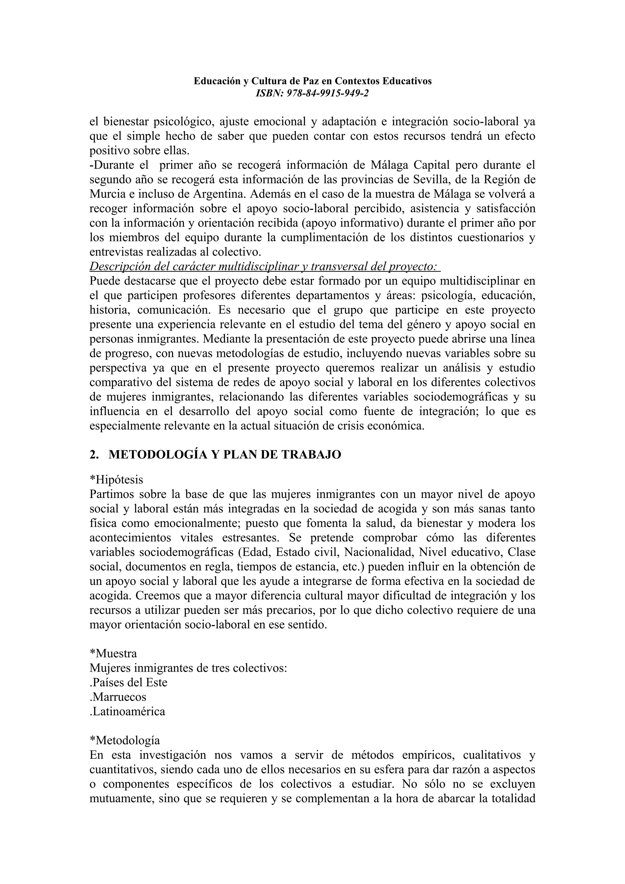 Educacion y cultura de paz en contextos educativos