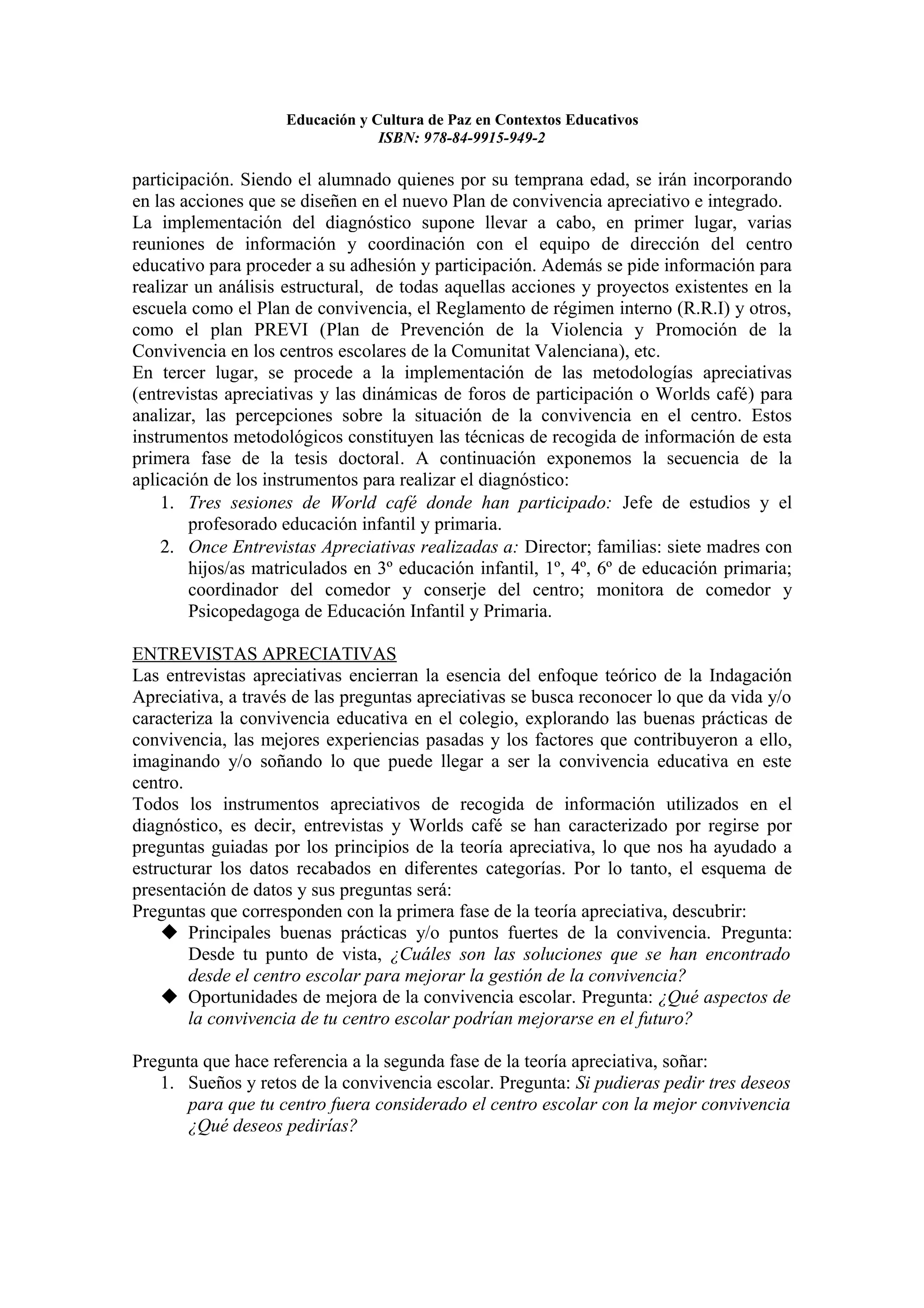Educacion y cultura de paz en contextos educativos