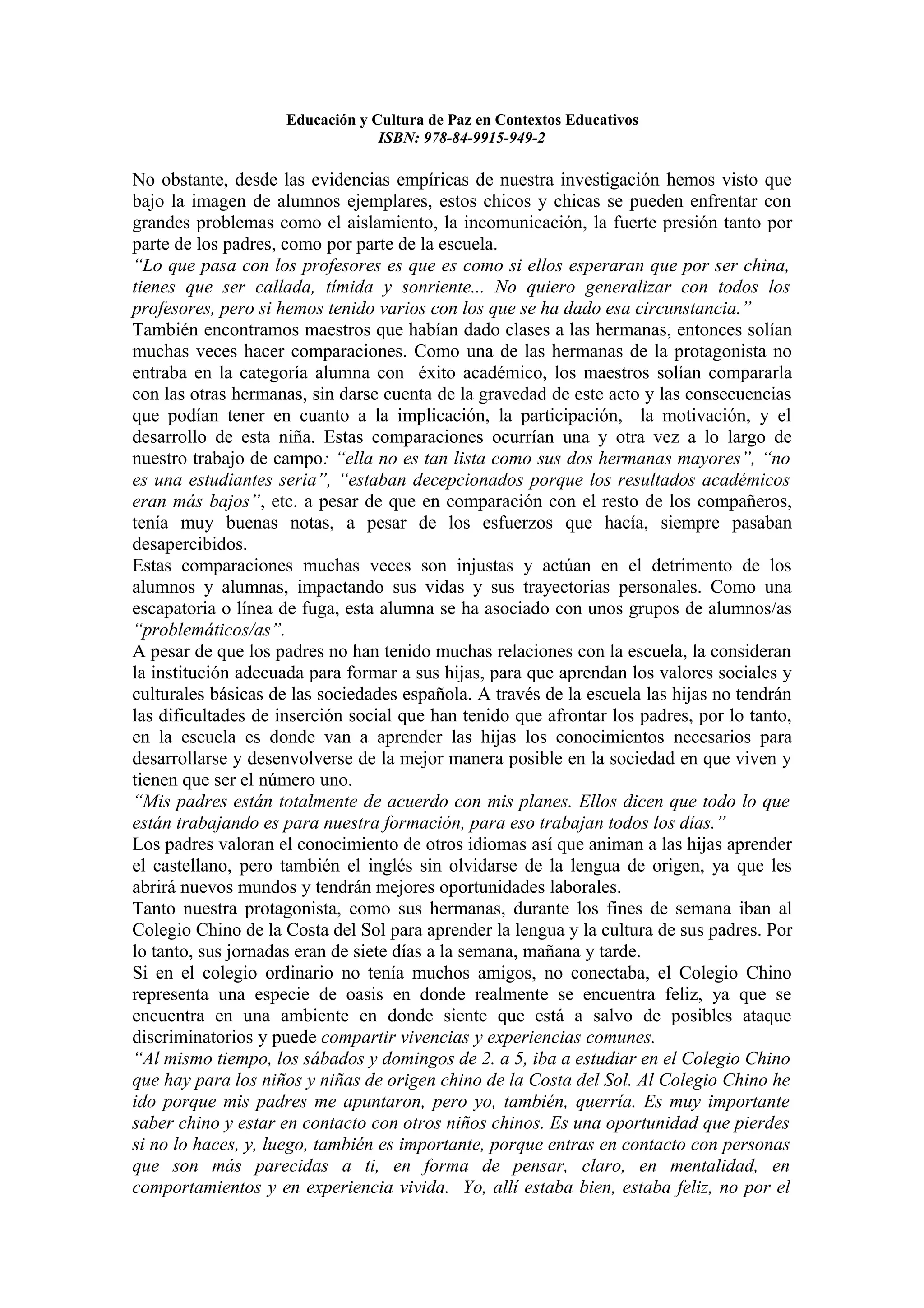 Educacion y cultura de paz en contextos educativos