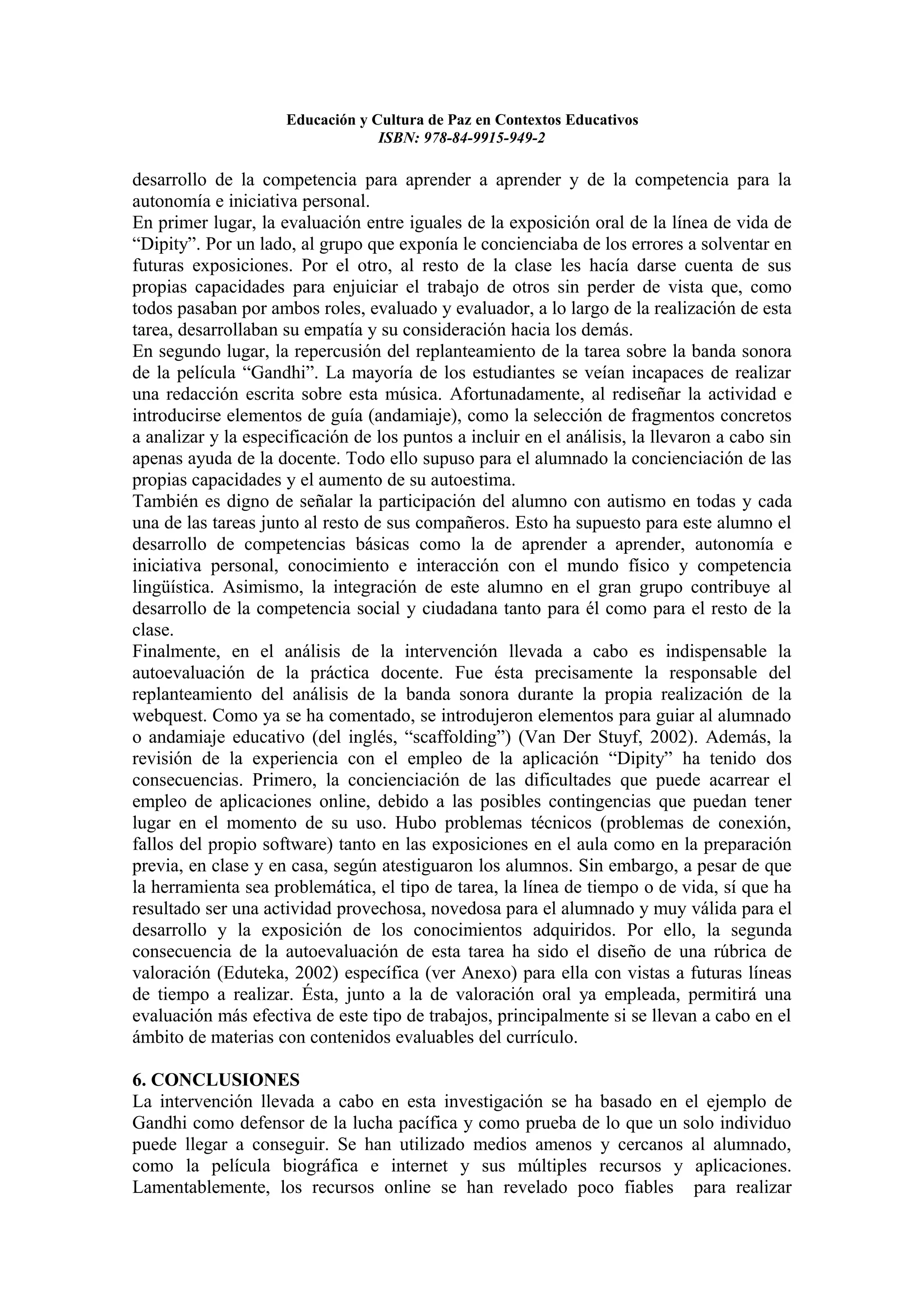 Educacion y cultura de paz en contextos educativos