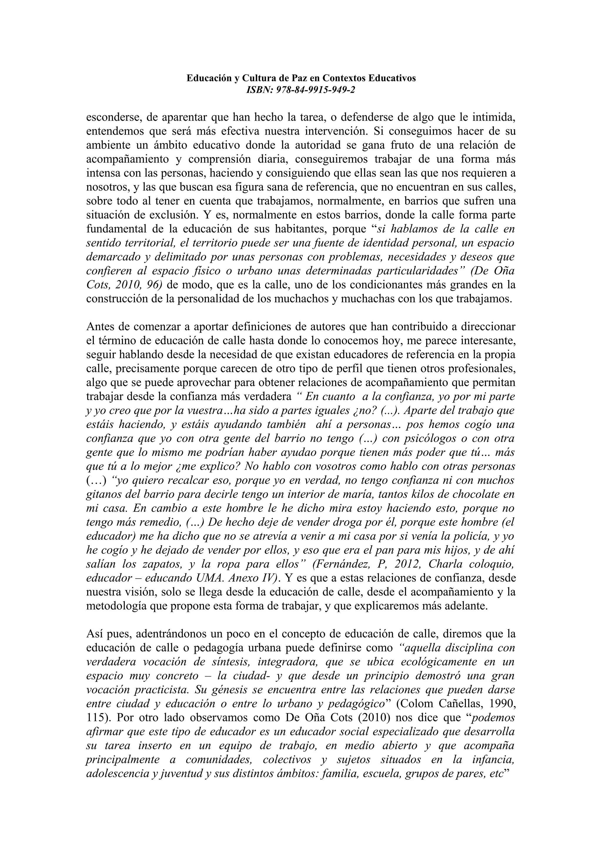 Educacion y cultura de paz en contextos educativos
