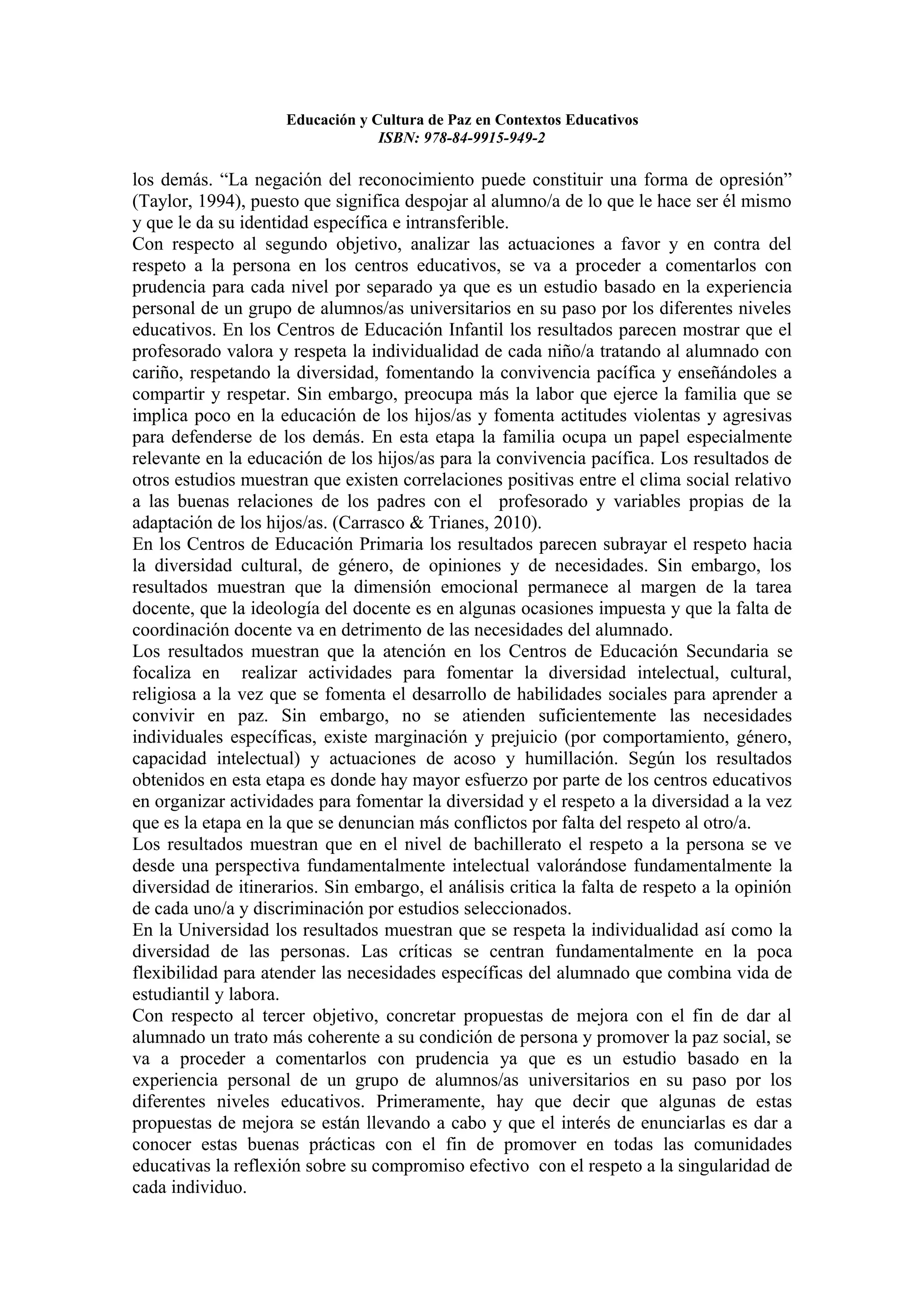 Educacion y cultura de paz en contextos educativos