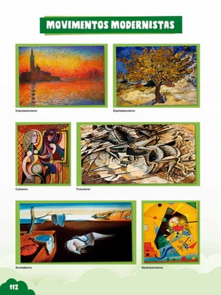 112
Impressionismo						 Expressionismo
Cubismo				 Futurismo
Surrealismo								 Abstracionismo
 