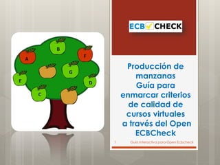 Producción de
manzanas
Guía para
enmarcar criterios
de calidad de
cursos virtuales
a través del Open
ECBCheck
Guía Interactiva para Open Ecbcheck1
 