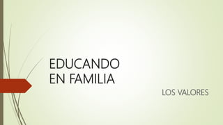 EDUCANDO
EN FAMILIA
LOS VALORES
 