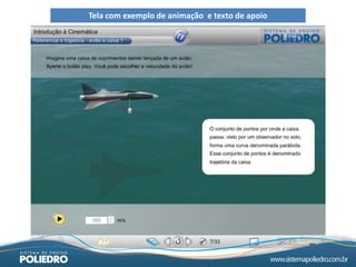 Tela com exemplo de animação e texto de apoio
 