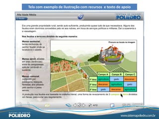 Tela com exemplo de ilustração com recursos e texto de apoio
 