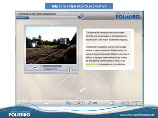 Tela com vídeo e texto explicativo
 