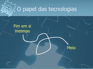 O papel das tecnologias Fim em si mesmas Meio 