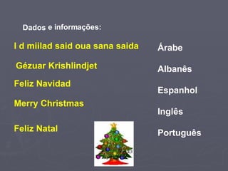 I d miilad said oua sana saida   Dados Gézuar Krishlindjet  Feliz Navidad   Merry Christmas   Feliz Natal   Árabe Albanês ...