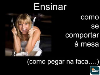 Ensinarcomo se comportarà mesa(como pegar na faca….)