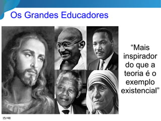 Os Grandes Educadores
“Mais
inspirador
do que a
teoria é o
exemplo
existencial”
15/46
 