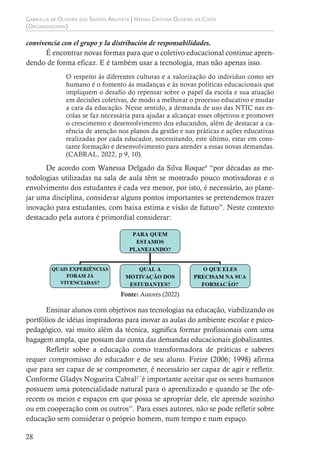 29
Educação e Reflexão
contribuições na docência, tecnologia e na inclusão
Para Ionys Oliveira de Sousa5
a educação deve l...