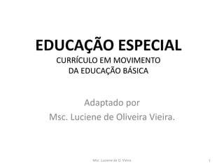 EDUCAÇÃO ESPECIAL
CURRÍCULO EM MOVIMENTO
DA EDUCAÇÃO BÁSICA
Adaptado por
Msc. Luciene de Oliveira Vieira.
Msc. Luciene de O. Vieira 1
 