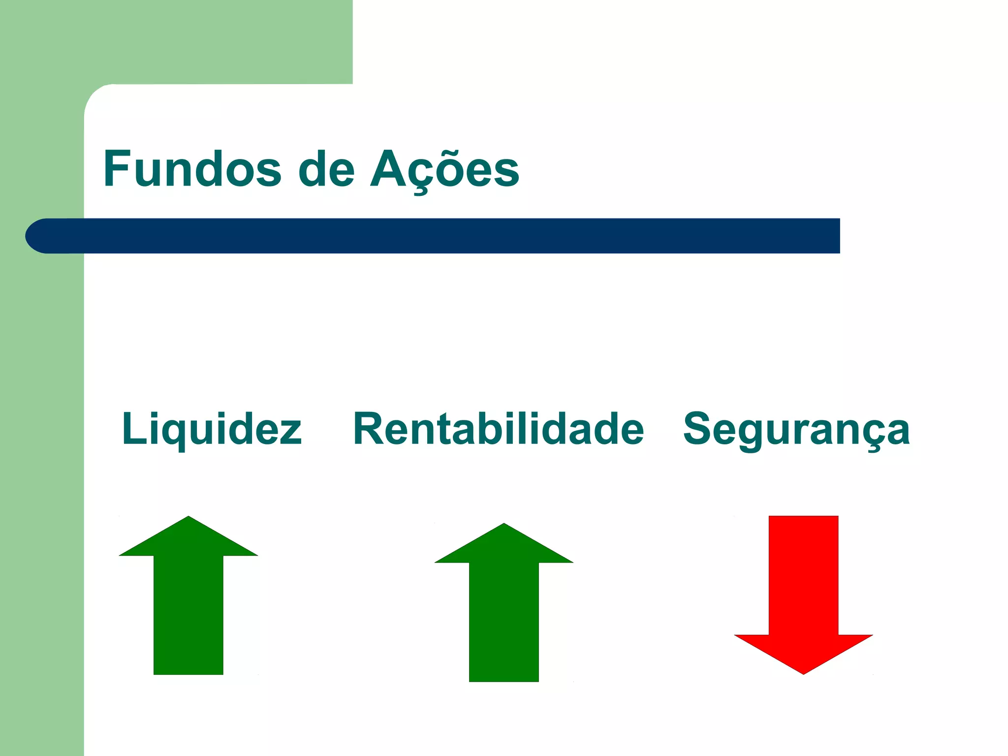 Fundos de Ações
Liquidez Rentabilidade Segurança
 