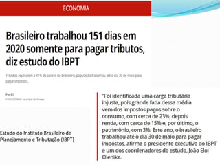 Estudo do Instituto Brasileiro de
Planejamento e Tributação (IBPT)
 