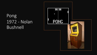 Pong
1972 - Nolan
Bushnell
 