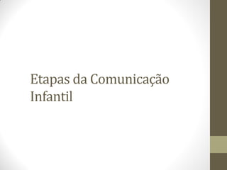 Etapas da Comunicação
Infantil
 